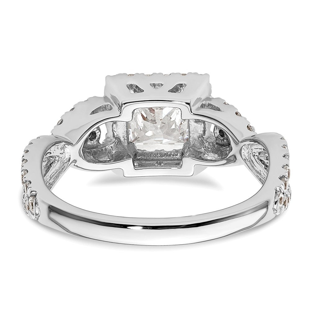 14K Weißgold Heiligenschein Plus (holds 3/4 Karat (5.00mm) Princess Mittig) 3/4 Karat Diamant Halbfassung Verlobungsring