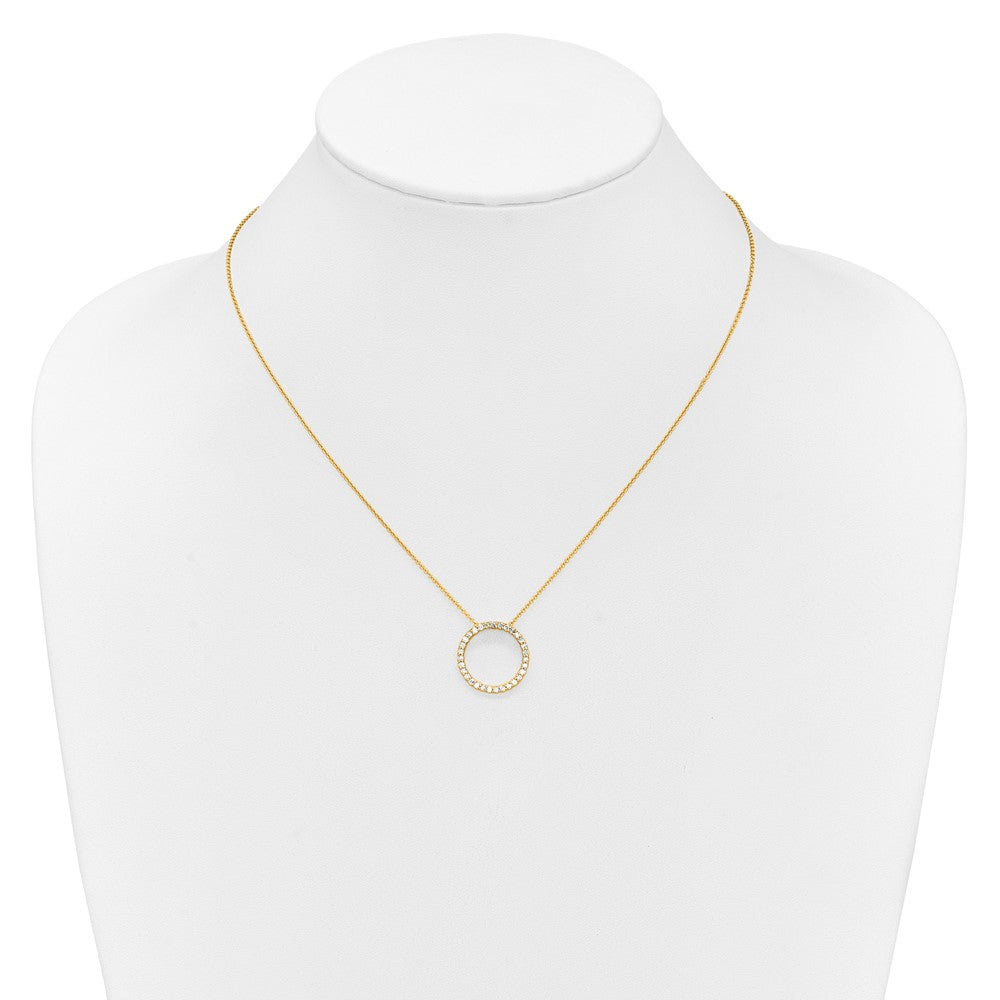 14K Gelbgold Poliert 1/2 Karat Diamant Kreis 18 Zoll Halskette