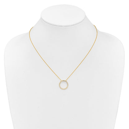 14K Gelbgold Poliert 1/2 Karat Diamant Kreis 18 Zoll Halskette
