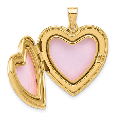 14K Gelbgold Satiniert und Poliert Diamant Stern 24mm Herz Medaillon