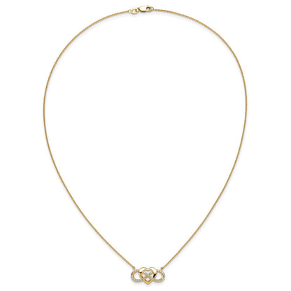 14K Gelbgold Poliert 1/5 Karat Diamant Unendlichkeit mit Herz 18 Zoll Halskette