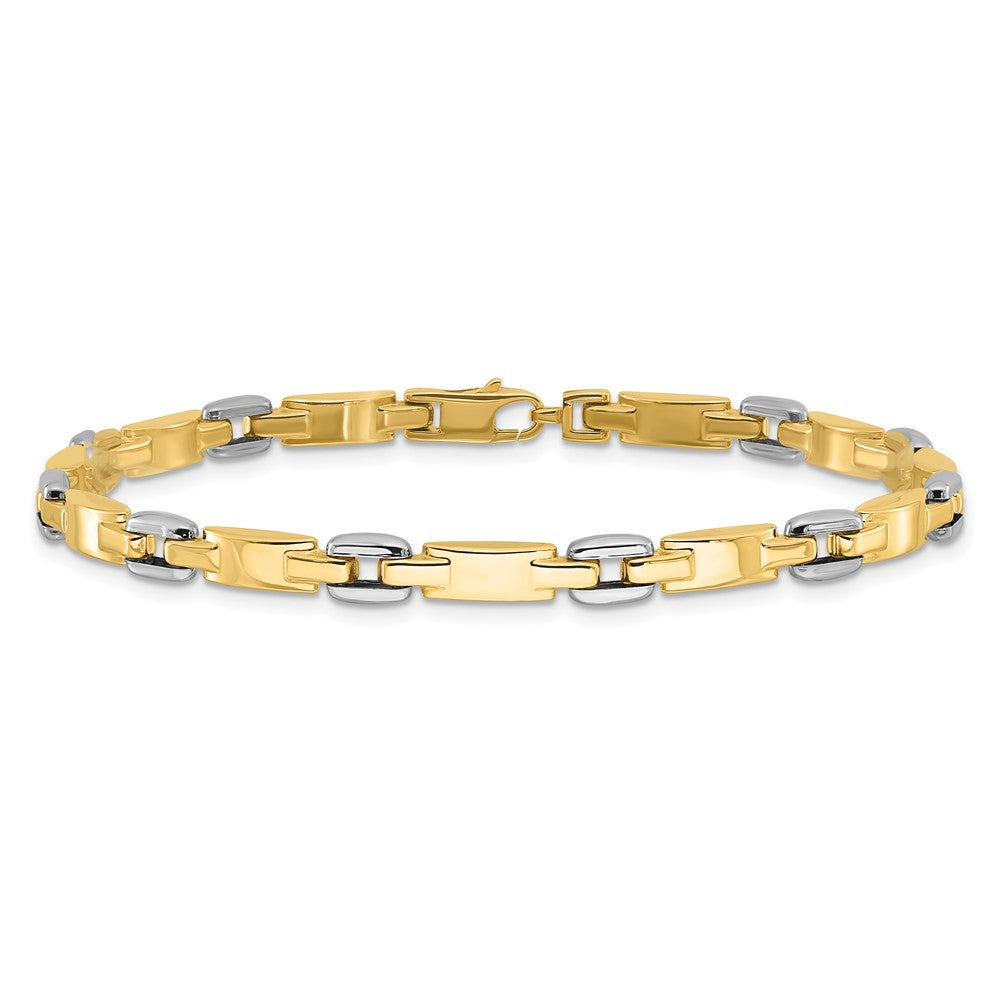 14K Bicolor Gold Bicolor Poliert 4.8mm Fantasieglieder Gliederarmband