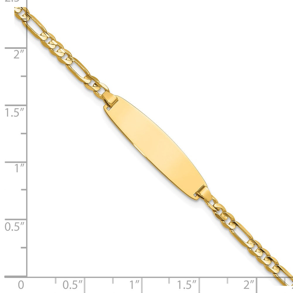 14K Gelbgold Poliert Massiv Kette/solid Platte 3.0mm Figaro Glieder 25.5x7.3mm Platte 8 Zoll Id Armband