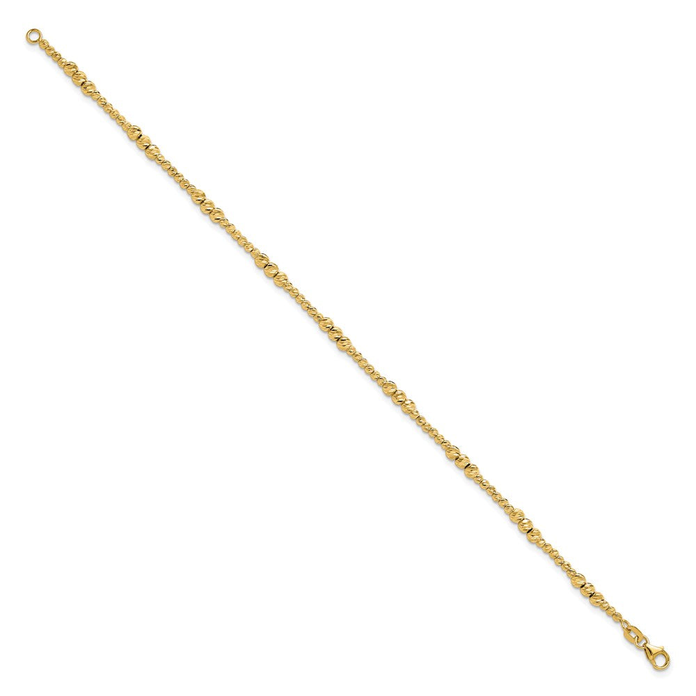 14K Gelbgold Diamantiert Gekugelt 7.5 Zoll Armband