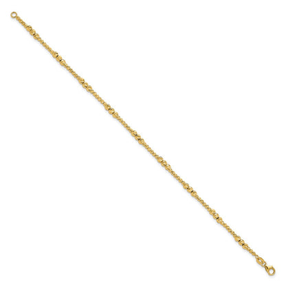 14K Gelbgold Diamantiert Gekugelt 7.5 Zoll Armband