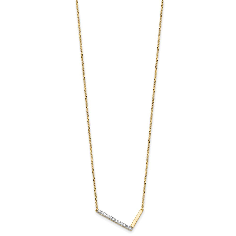 14K Gelbgold Seitlich Diamant Initiale L 18 Zoll Halskette