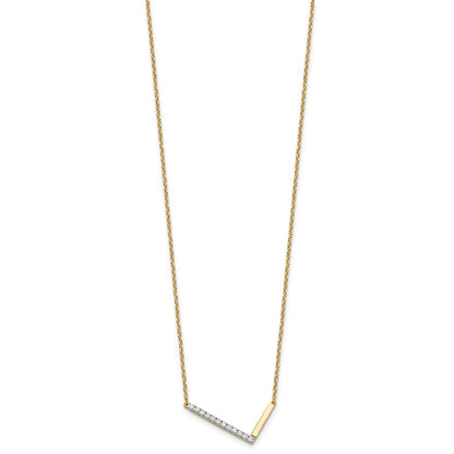 14K Gelbgold Seitlich Diamant Initiale L 18 Zoll Halskette