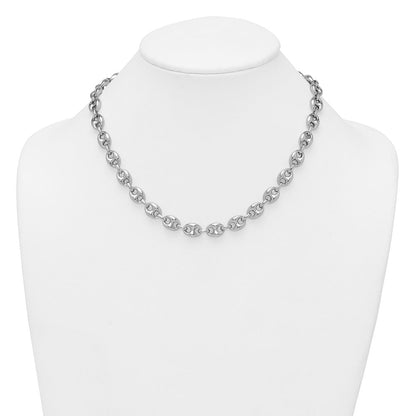 Sterlingsilber Rhodiniert Gewölbt Anker/mariner Glieder 18 Zoll Halskette