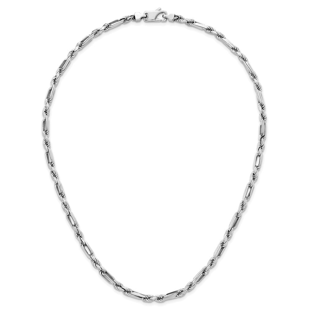 Sterlingsilber Rhodiniert Poliert 4.75mm Figaro Kordel Kette 19.75 Zoll Halskette