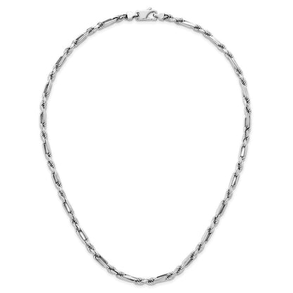 Sterlingsilber Rhodiniert Poliert 4.75mm Figaro Kordel Kette 19.75 Zoll Halskette