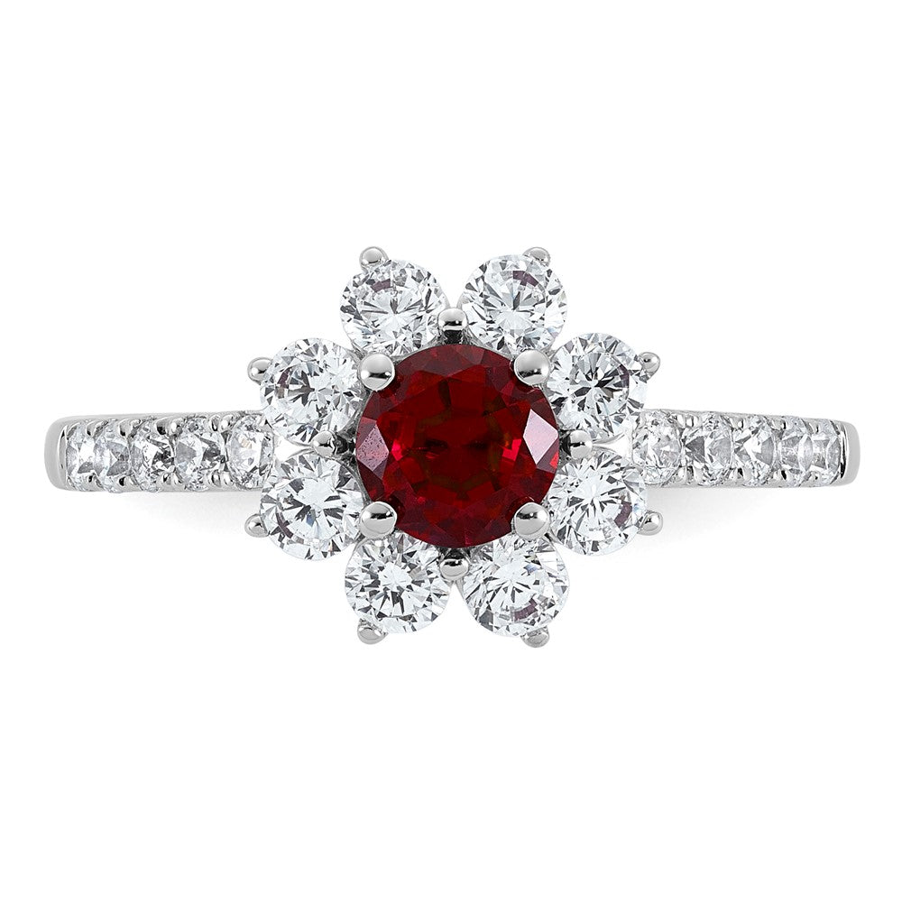 14K Weißgold Vs/si G+ Im Labor Gezüchtet Diamant und Aaa Qualität Echt Rubin Ring