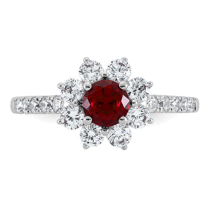 14K Weißgold Vs/si G+ Im Labor Gezüchtet Diamant und Aaa Qualität Echt Rubin Ring