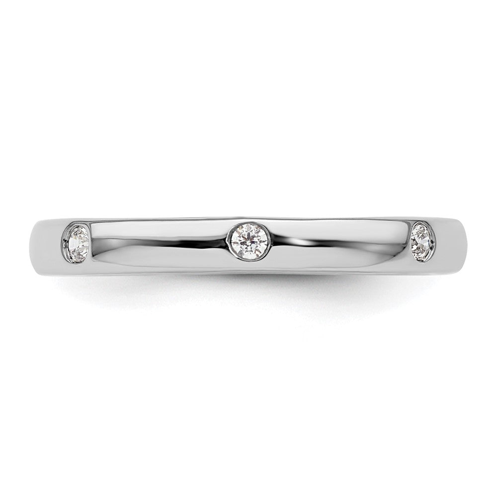 14K Weißgold Poliert Größe 5.5 Zargenfassung-set 1/10 Karat Diamant Komplett Memoire Ehering Ring
