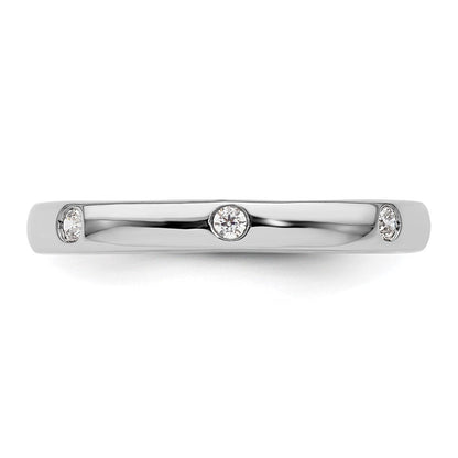 14K Weißgold Poliert Größe 5.5 Zargenfassung-set 1/10 Karat Diamant Komplett Memoire Ehering Ring
