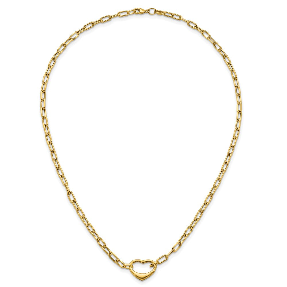 14K Gelbgold Poliert Oval Glieder mit Herz Verschluss 18 Zoll Halskette Able To Convert To Armband