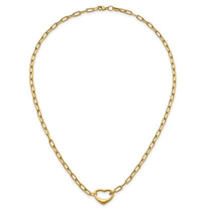 14K Gelbgold Poliert Oval Glieder mit Herz Verschluss 18 Zoll Halskette Able To Convert To Armband