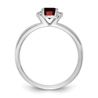 14K Weißgold Poliert Diamant und Granat Mode Ring