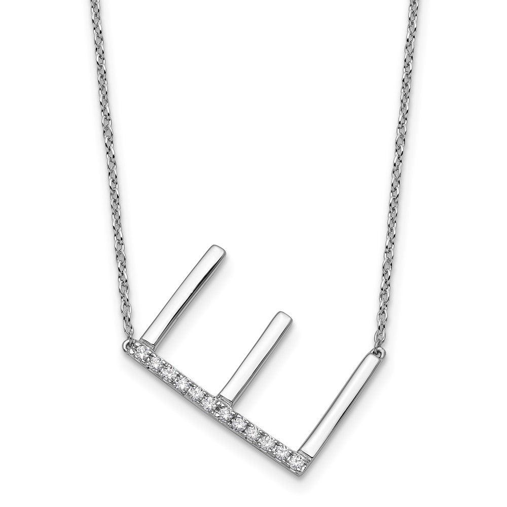 14K Weißgold Seitlich Diamant Initiale E 18 Zoll Halskette