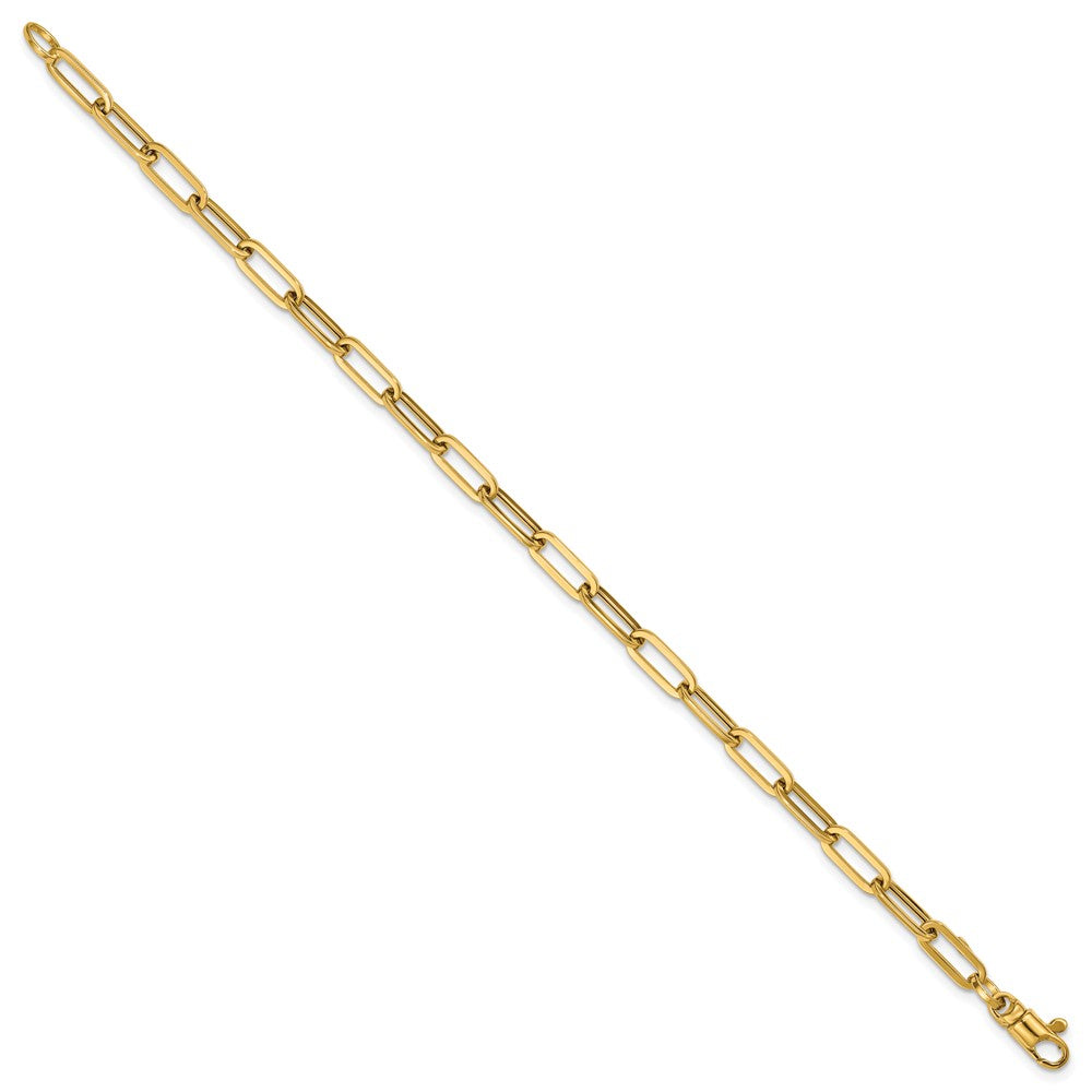 14K Gelbgold Poliert 4mm Büroklammer Glieder 7.5 Zoll Armband