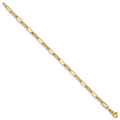 14K Gelbgold Poliert 4mm Büroklammer Glieder 7.5 Zoll Armband
