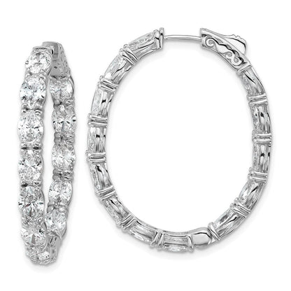 14K Weißgold Zertifizierte Oval- und Rund-Diamant Innen-/Außen-Creolen VS/SI FGH