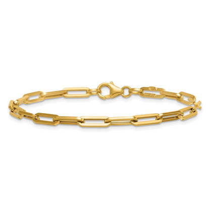 14K Gelbgold Poliert 4mm Büroklammer Glieder 7.5 Zoll Armband