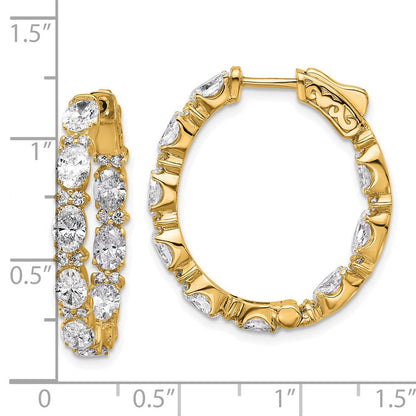 14K Gelbgold Creolen mit im Labor gezüchteten Diamanten im Oval- und Rundschliff, 5 ct., VS+ F+, komplett besetzt (In-and-Out)