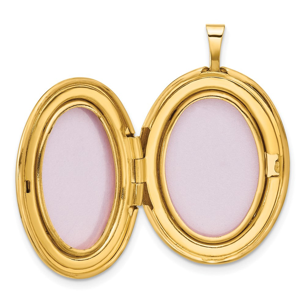 14K Gelbgold Poliert Blumen Scrolled 20mm Oval Medaillon