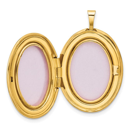 14K Gelbgold Poliert Blumen Scrolled 20mm Oval Medaillon