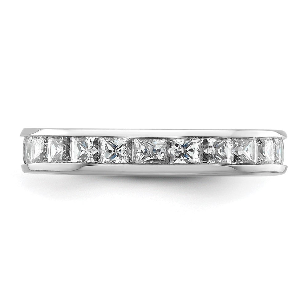 14K Weißgold Poliert Größe 4 Kanalfassung-set 2 Karat Princess Diamant Komplett Memoire Ehering Ring