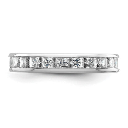 14K Weißgold Poliert Größe 4 Kanalfassung-set 2 Karat Princess Diamant Komplett Memoire Ehering Ring