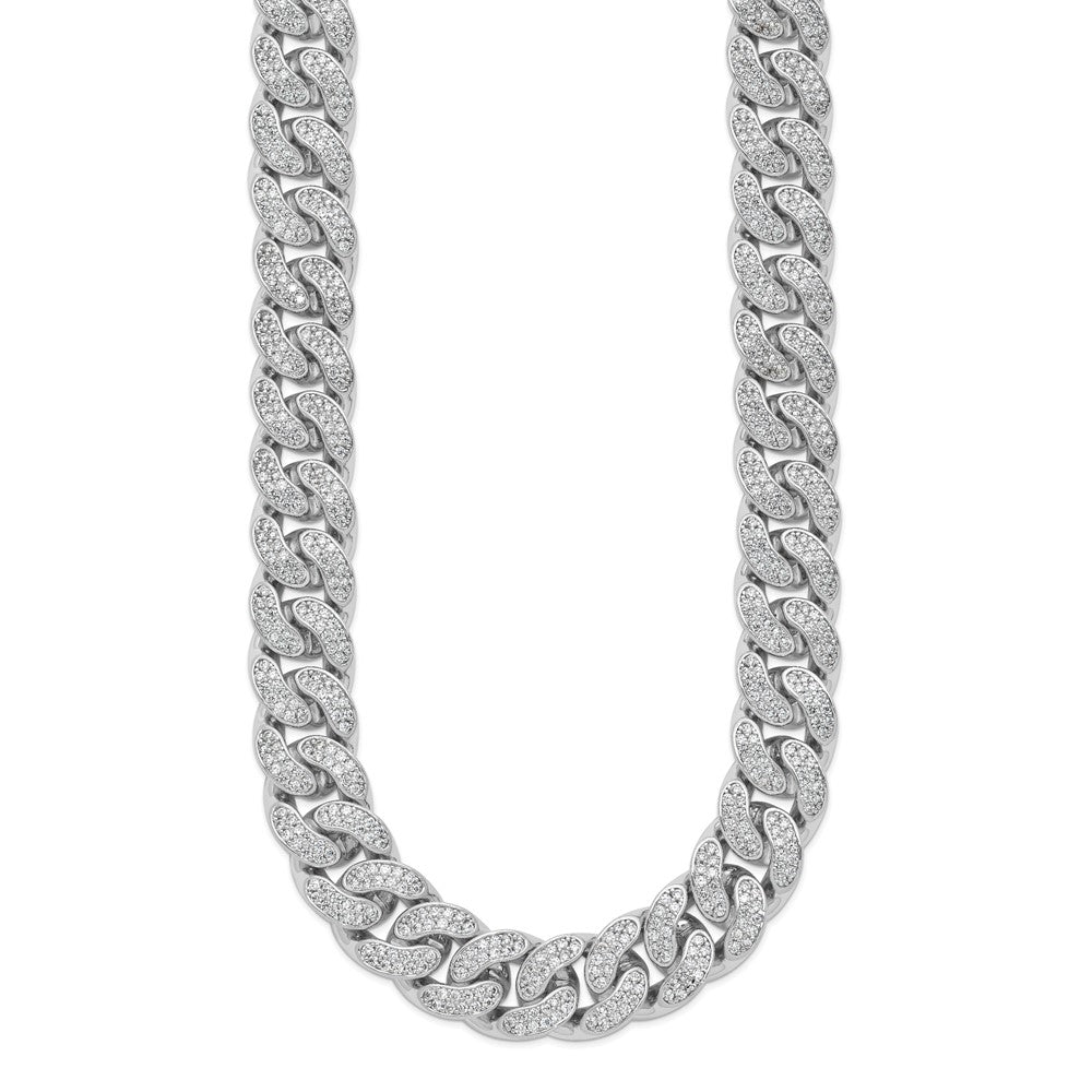 Sterlingsilber Schimmernd Sterlingsilber Rhodiniert Zirkonia 1300 Stein Panzer Glieder Halskette