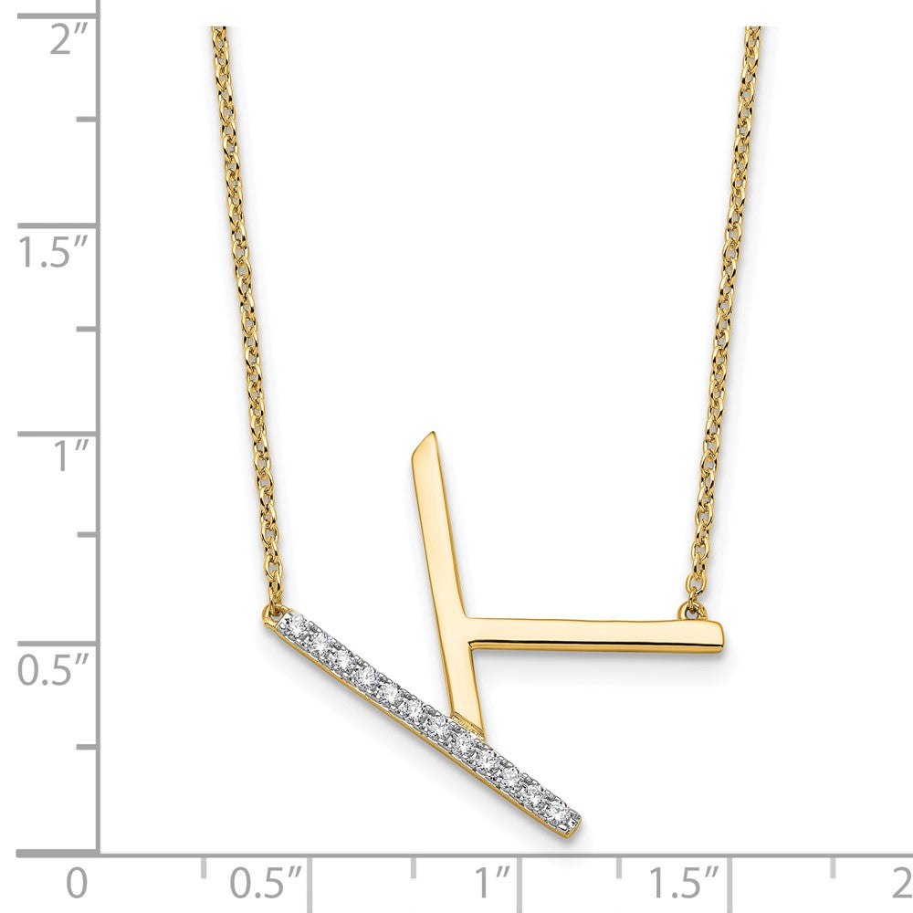 14K Gelbgold Seitlich Diamant Initiale K 18 Zoll Halskette