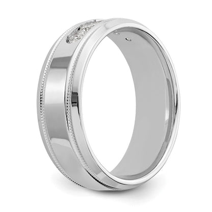 True Origin 14K Weißgold 0,5 ct. Labor gezüchteter Diamant VS+ F+ Größe 10 Komplett-Facetten-Milgrain-Ehering
