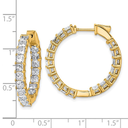 14K Gelbgold Creolen mit 6,125 ct. Laborgezüchteten Diamanten im Prinzessin-Schliff, Reinheit VS/SI+, Farbe G+, innen und außen vollständig besetzt