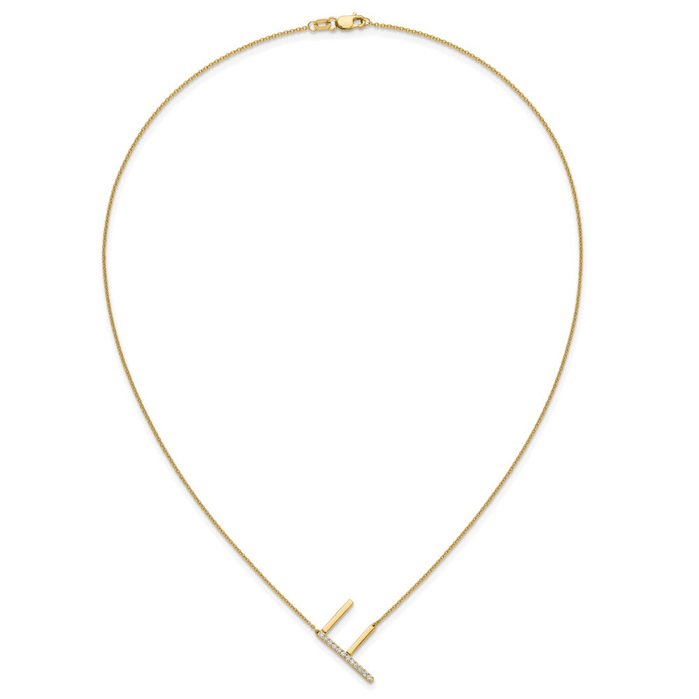 14K Gelbgold Seitlich Diamant Initiale F 18 Zoll Halskette