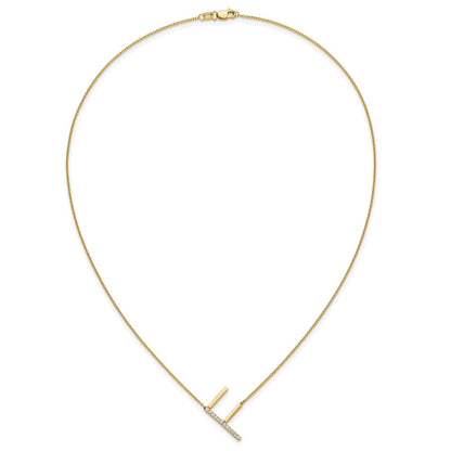 14K Gelbgold Seitlich Diamant Initiale F 18 Zoll Halskette