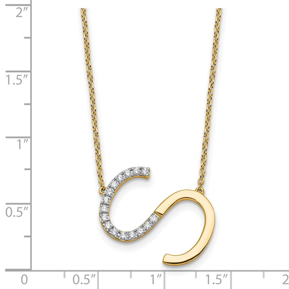 14K Gelbgold Seitlich Diamant Initiale S 18 Zoll Halskette