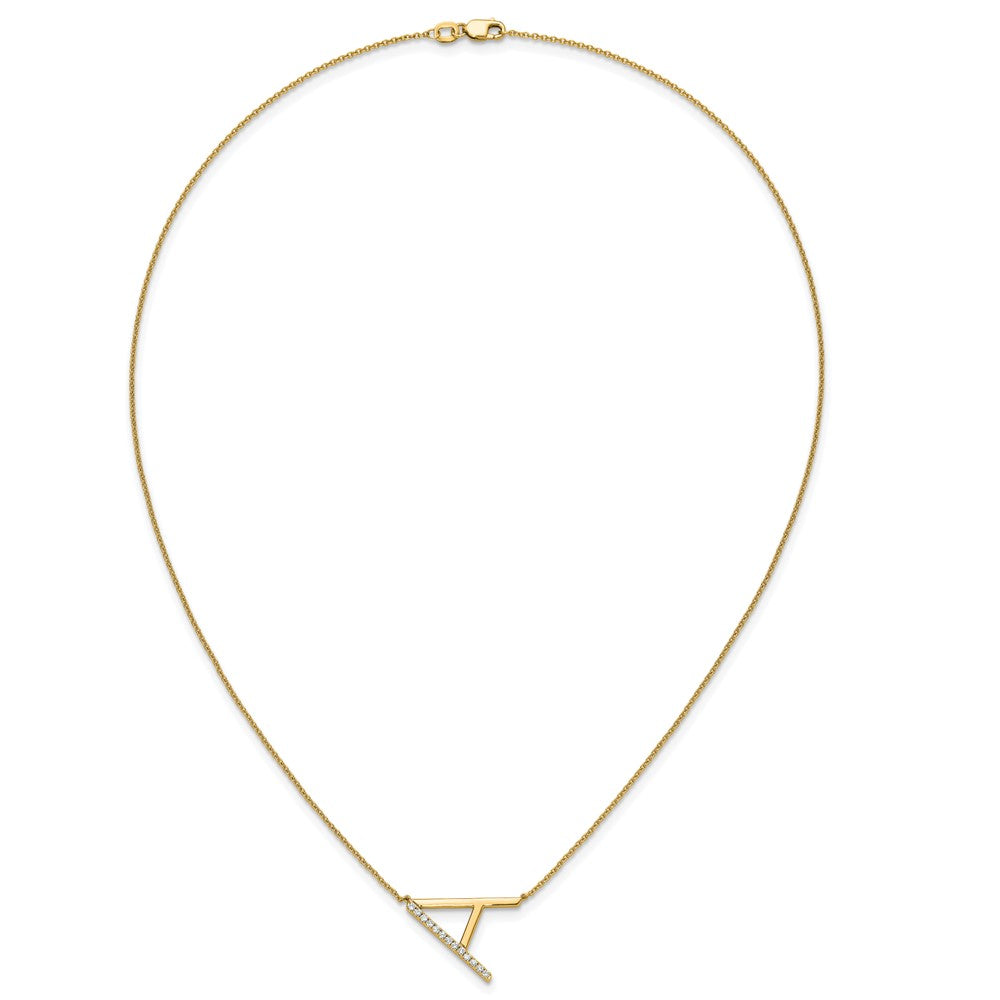 14K Gelbgold Seitlich Diamant Initiale A 18 Zoll Halskette