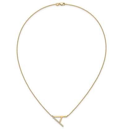 14K Gelbgold Seitlich Diamant Initiale A 18 Zoll Halskette