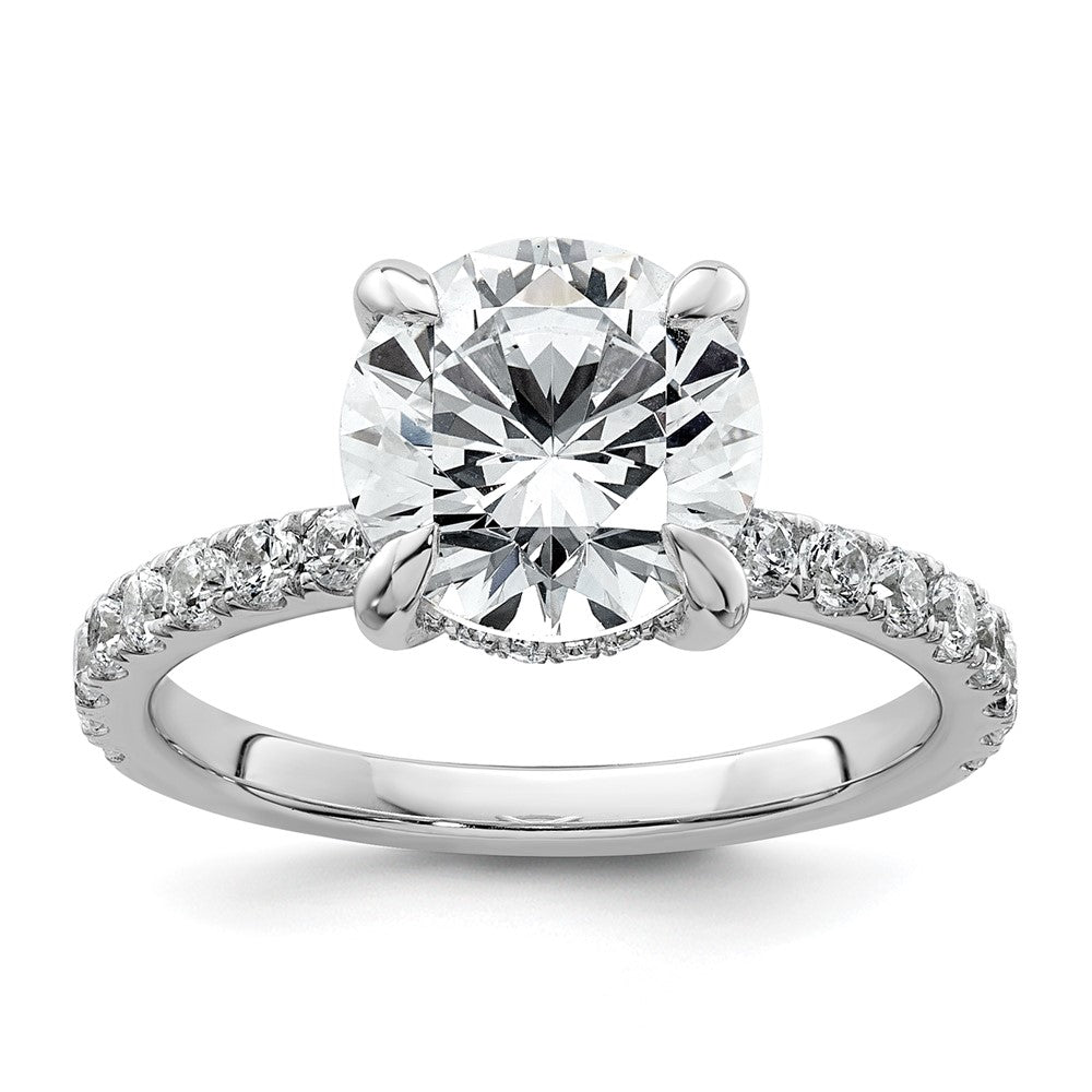 14K Weißgold Verlobungsring mit Solitär und Flair, 3,5K zertifizierter im Labor gezüchteter Diamant VS/SI+ G+ im Rundschliff