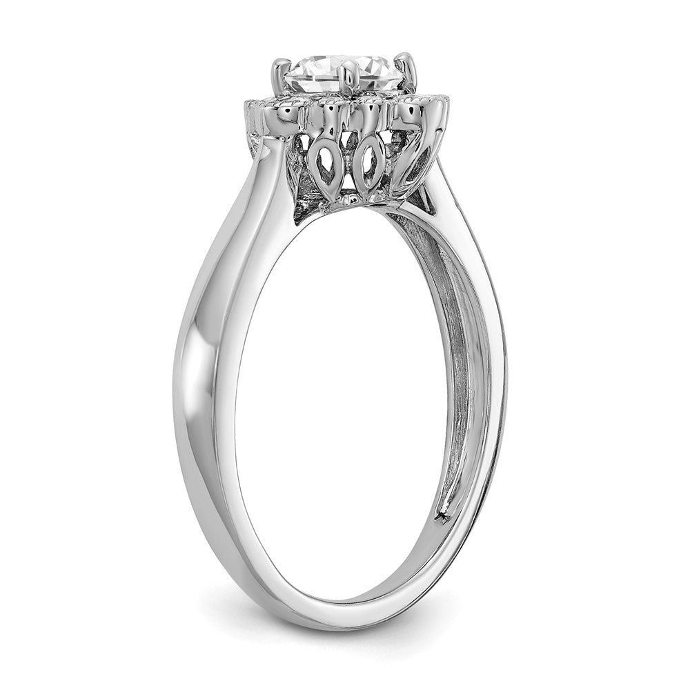 True Origin 14K Weißgold Verlobungsring mit Halo, 0,25K Labor-gezüchteten Diamanten, rundes Semi-Mount, VS+ F+