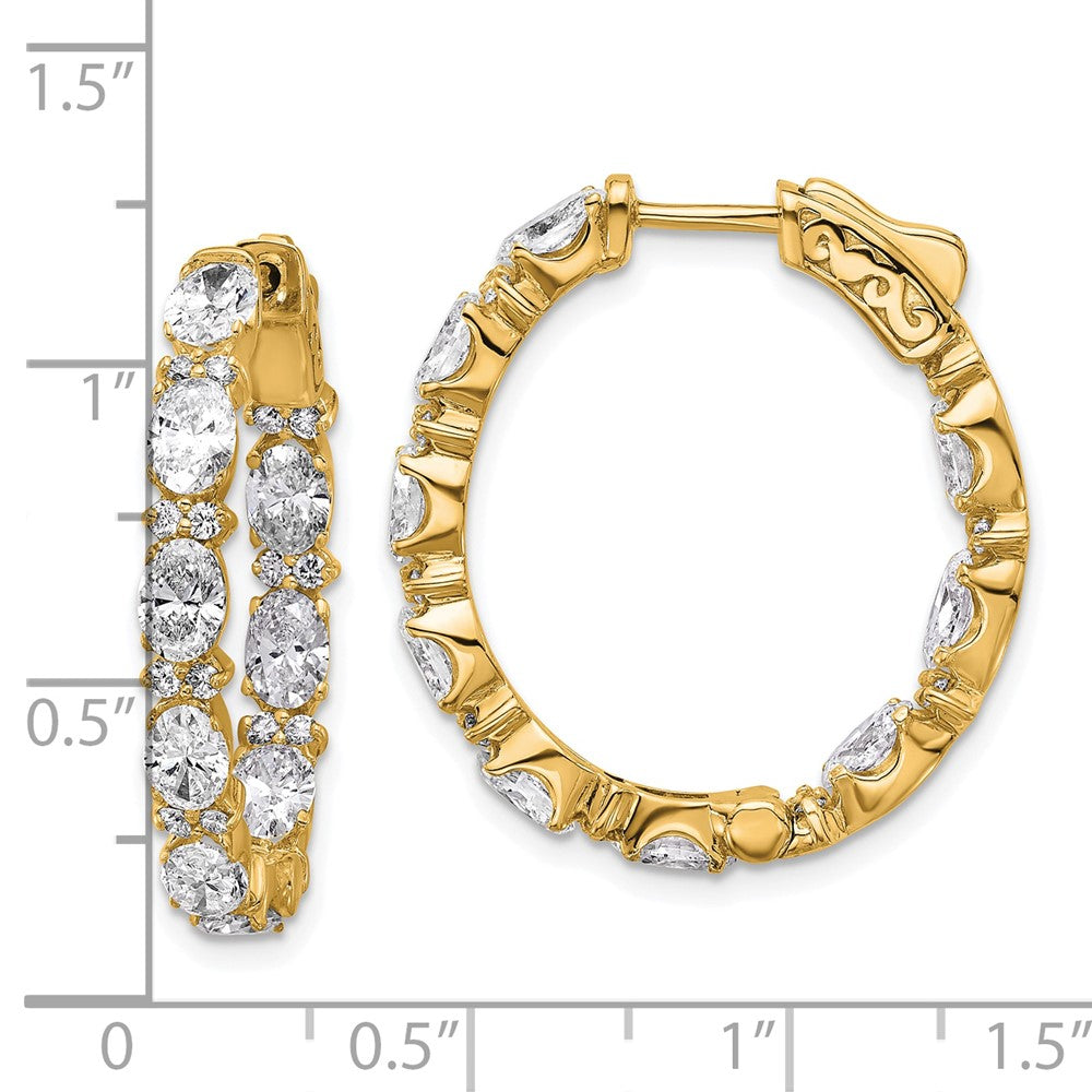 14K Gelbgold Zertifizierte Ovale und Runde VS/SI FGH Diamant Innen-Außen-Creolen