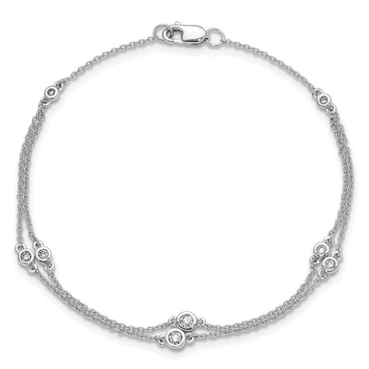 14K Weißgold Komplett 1/4 Karat Diamant Multi-station Doppelt Strang 7 Zoll Armband