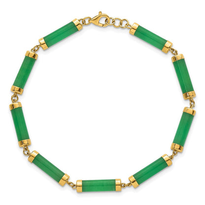 14K Gelbgold Poliert 4.0mm Jade Bars 7 Zoll Armband