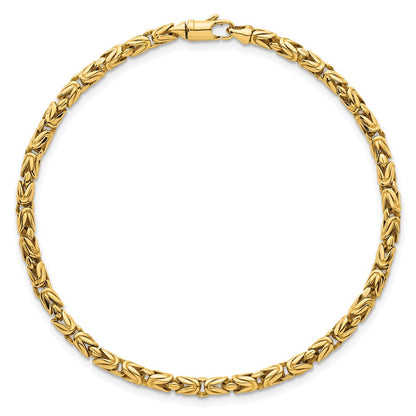 14K Gelbgold Poliert 3mm Abgerundet Byzantiner Glieder Gliederarmband