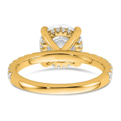 14K Gelbgold Verlobungsring mit 3,5K zertifiziertem, laborgezüchtetem Diamant, rund, Solitär mit Flair, VS/SI+ G+