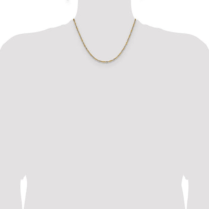 14K Gelbgold mit Rhodium 1.9mm Singapurkette Halskette