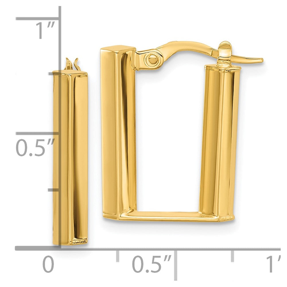 14K Gelbgold 4x28mm Poliert U-shape Röhre Creolen