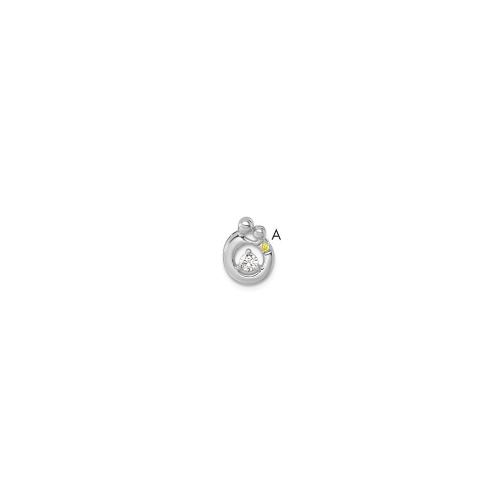 14K Weißgold 1 Synthetisch Geburtsstein und Diamant. Mutter/child Kette Anhänger